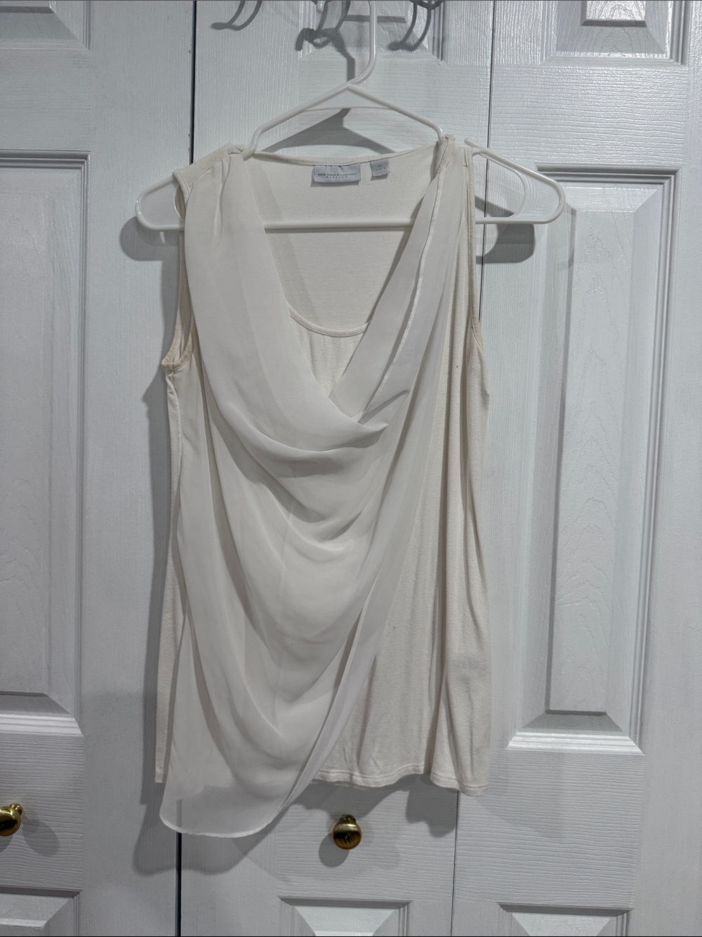New York & Company Cream Scoop Neck Top